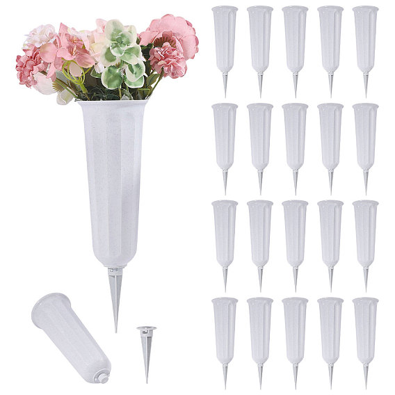 Plastic Cemetery Vase with Stake, Flower Holder for Outdoor Garden Cemetery