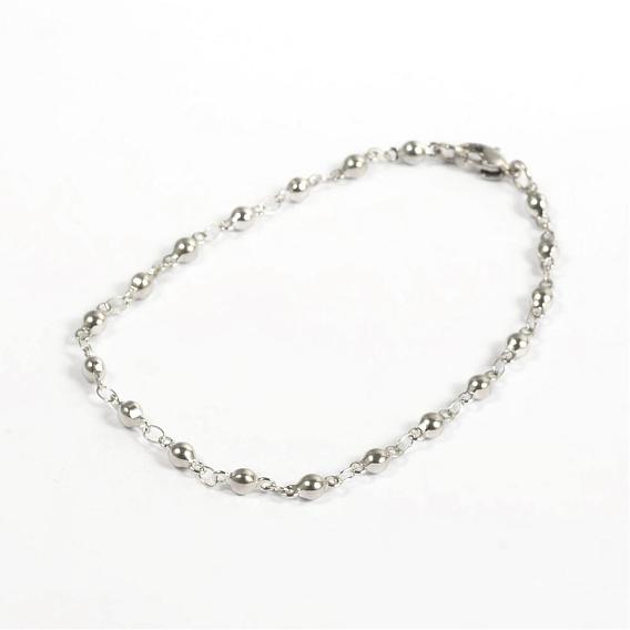 304 Браслеты из нержавеющей стали, круглые браслеты ссылка, с карабин-лобстерами 