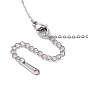 Brass Micro Pave Cubic Zirconia Pendant Necklaces, 304 Stainless Steel Cable Chains Necklace, Square with Word Charms