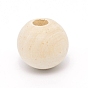 Natural Wood Beads, Half Drilled, Large Hole Beads, Undyed, Round