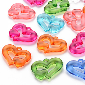 Transparent Acrylic Beads, Heart to Heart