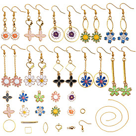 SUNNYCLUE DIY Earring Making, with Enamel Alloy Pendants, Brass Links, Brass Cable Chains and Brass Earring Hooks