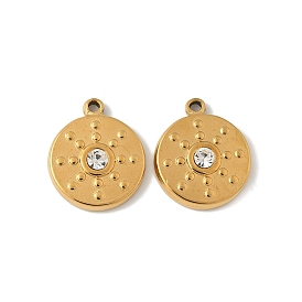 304 из нержавеющей стали горный хрусталь подвески, плоско-круглые, ионное покрытие (ip)