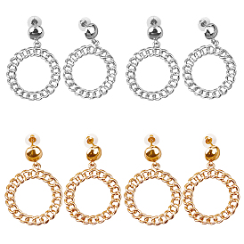 4 пары 2 серьги-гвоздики из железа и сплава разных цветов, цепочка-оберег