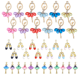 36Pcs 18 Styles Alloy Enamel Pendants, with Crystal Rhinestone, Ballet Shoes Charms