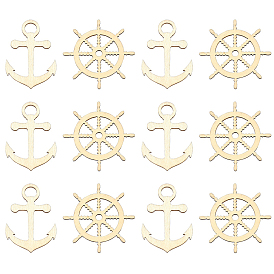 100шт 2 стили морская тематика деревянные большие подвески, неокрашенными, подвески для якоря и руля