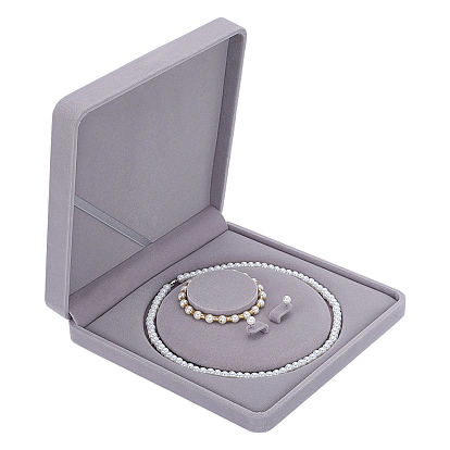 Квадратные бархатные шкатулки для хранения жемчужных ожерелий