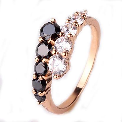 Sencilla de bronce estilo de moda anillos de circonia cúbica
