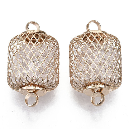 Eco-Friendly Iron Links Connectors, with Crystal Rhinestone inside, Cadmium Free & Nickel Free & Lead Free, Lantern