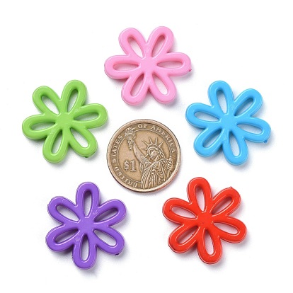 Opaque Acrylic Beads, Flower, 31x28x4.5mm, Hole: 1.5mm, about 239pcs/500g