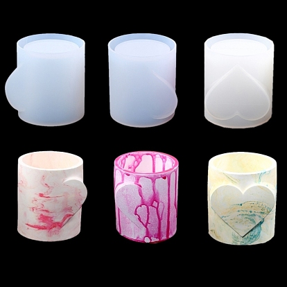 Valentine's Day Heart Pen Holder Food Grade Silicone Molds, Resin Casting Coaster Molds, For UV Resin, Epoxy Resin Craft Making, Column