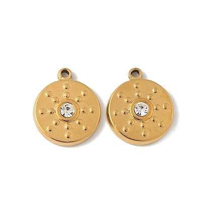 304 из нержавеющей стали горный хрусталь подвески, плоско-круглые, ионное покрытие (ip)