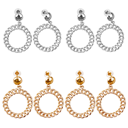 4 пары 2 серьги-гвоздики из железа и сплава разных цветов, цепочка-оберег