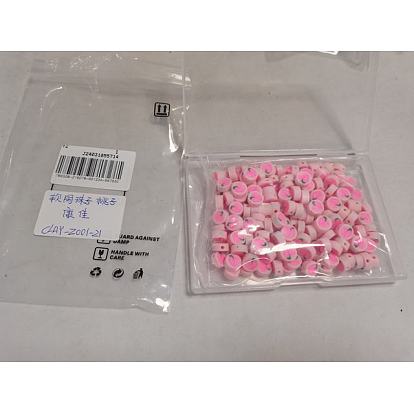 200 handgefertigte Polymer Clay Perlen, flach rund mit pfirsich