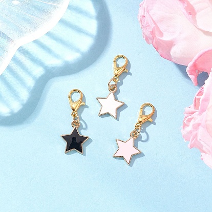 3Шт подвесные украшения из сплава эмали, с цинковым сплавом застежками омаров коготь, звезда