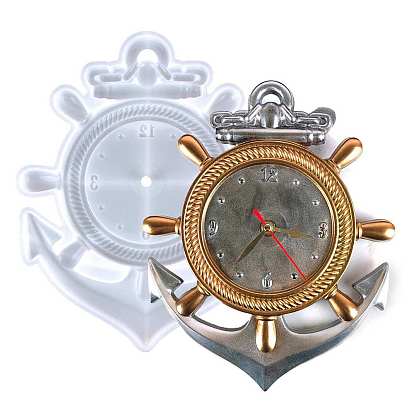 DIY Silicone Anchor & Helm Clock Molds, with Clock Movement, Resin Casting Molds, for UV Resin, Epoxy Resin Craft Making