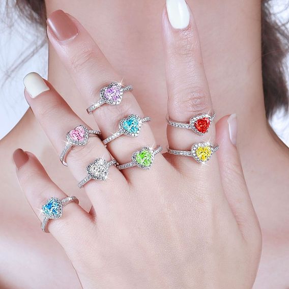 925 Кольца с простой полосой из стерлингового серебра с микропаве и кубическим цирконием, Реальная платина, плоско-круглые