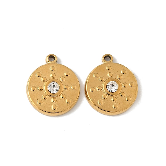 304 из нержавеющей стали горный хрусталь подвески, плоско-круглые, ионное покрытие (ip)