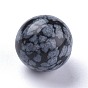 Natural Snowflake Obsidian Beads, Gemstone Sphere, No Hole/Undrilled, Round
