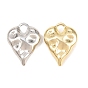 Brass Pendants, Cadmium Free & Lead Free, Long-Lasting Plated, Rack Plating, Heart Charms