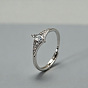 Brass Micro Pave Clear Cubic Zirconia Finger Rings, Horse Eye