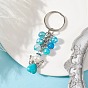 Synthetic Turquoise Keychains, with Acrylic Beads and Iron Split Key Rings, Angel