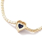 Cubic Zirconia Heart Link Silder Bracelet with Crystal Rhinestone, Real 18K Gold Plated Brass Jewelry for Women