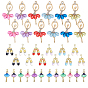 36 pcs 18 styles pendentifs en émail en alliage, avec strass cristal, charmes de chaussures de ballet