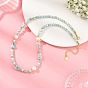 Natural Larimar Beaded Necklaces, with Natural Cultured Freshwater Pearl Beads, Rack Plating Brass Beads and 304 Stainless Steel Lobster Claw Clasps