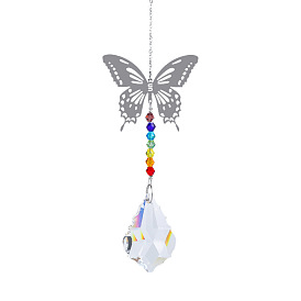 Grandes décorations de pendentif en métal, capteurs de soleil suspendus, thème chakra k9 cristal verre, papillon