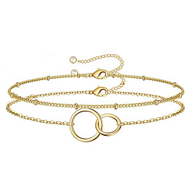 Minimalist Double Circle Bracelet - Fashionable and Versatile Beaded Chain Layered Wristband