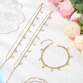 3 шт. 3 стили 304 двухслойные браслеты на ногу из нержавеющей стали с кисточками для женщин