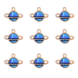 Подвески из эмали и сплава, планета, синие