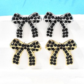 304 из нержавеющей стали серьги, со стразами, ионное покрытие (ip), бантом