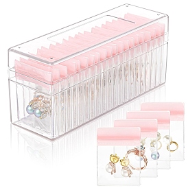 Rectangle Clear Acrylic Jewelry Storage Boxs, with 20Pcs PVC Storage Bags