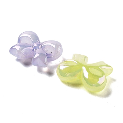 Perles acryliques opaques plaquées UV, iridescent, bowknot
