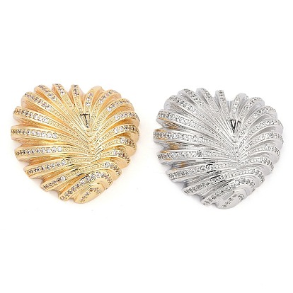 Латунные микропаве прозрачные подвески с фианитом, без кадмия и без свинца, сердце прелести