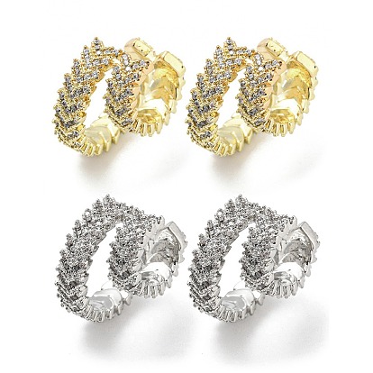 Brass Micro Pave Cubic Zirconia Cuff Earrings