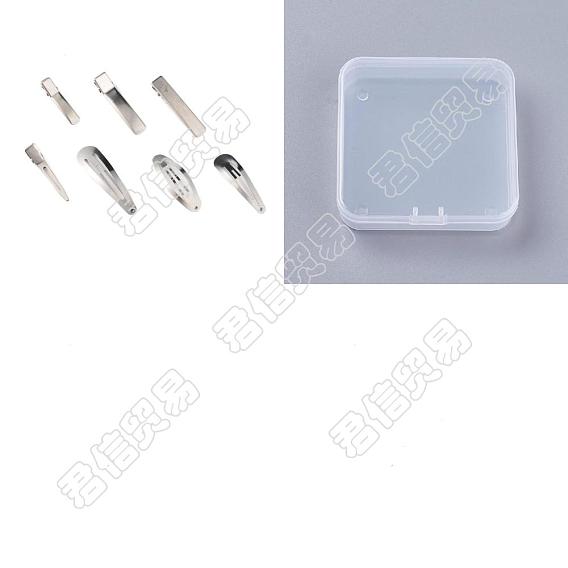 5 Juegos 304 Accesorios para pinzas para el cabello de cocodrilo planas y a presión de acero inoxidable