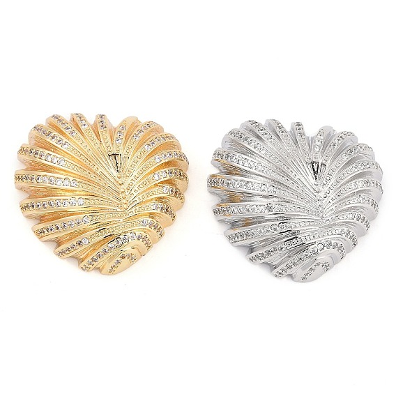 Латунные микропаве прозрачные подвески с фианитом, без кадмия и без свинца, сердце прелести