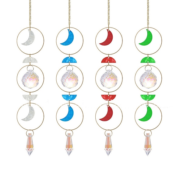 Подвесные украшения из ракушек и луны, стеклянные конусы с кисточками для ловли солнца для дома и сада, уличные украшения