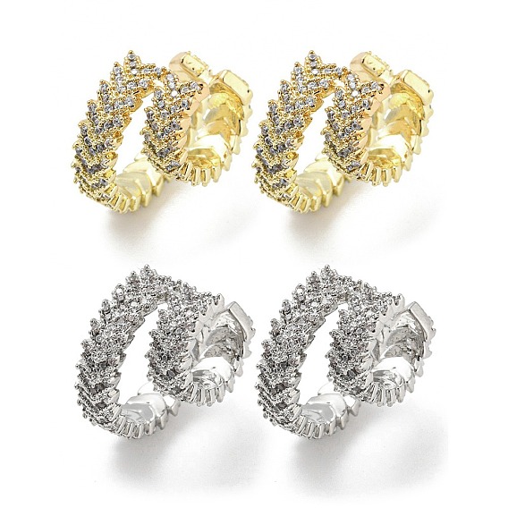 Brass Micro Pave Cubic Zirconia Cuff Earrings
