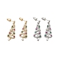 Серьги-гвоздики с подвесками из латуни с микропаве из кубических цирконий в виде рождественских елок