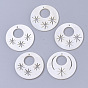 Natural Freshwater Shell Pendants, Flat Round with Star
