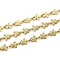Handmade Brass Link Chains, with Lampwork and Spool, Long-Lasting Plated, Unwelded, Flower
