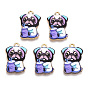 Printed Alloy Pendants, Light Gold, Read Book & Have Drink, Dog Charms