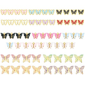 Acrylic & Alloy Charms, with Light Gold Plated Alloy Findings, Butterfly