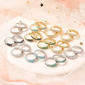 Серьги-кольца из латуни с микропаве из кубического циркония, долговечный, без свинца и без кадмия