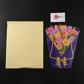 3d цветочная всплывающая бумажная поздравительная открытка, с конвертом, день святого валентина свадьба день рождения пригласительный билет