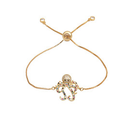 Luxury Adjustable Zircon Octopus Pull Bracelet with Micro Inlaid Zircons